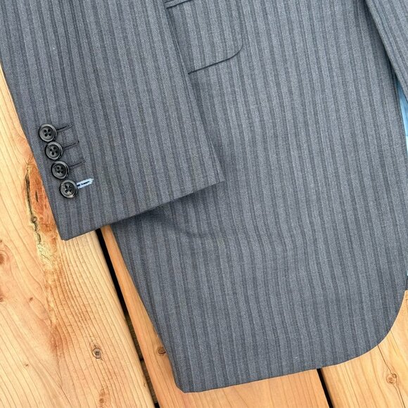Tom James Royal Classic Suit 2pc Holland & Sherry Savile Row Striped 40L 32x33 - Picture 5 of 16
